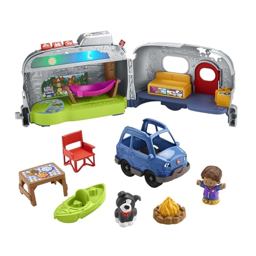 Fisher-Price HPF44 - Little People Spielset und Camper für Kleinkinder Lernspielzeug mit Lichtern und Musik für Kleinkinder, mehrsprachige Version, Spielzeug für Kleinkinder ab 1 Jahr von Fisher-Price