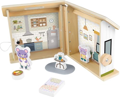 Fisher-Price Holzspielzeug Puppenhaus, 6-teiliges Holzhaus-Spielset für Reisen, Vorschule, Kinder ab 3 Jahren von Fisher-Price