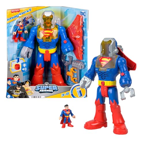 Fisher-Price Imaginext DC Super Friends einsetzbarer Superman mit Exo-Anzug als ca. 30 cm großer Roboter mit Lichtern und Geräuschen, für Kinder ab 3 Jahren, JCT47, [Mehrfarbig] von Imaginext