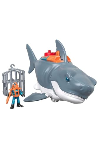 Fisher-Price Imaginext GKG77 - Großer Spielzeug-Hai mit Taucher-Figur, Käfig und Zubehör, macht Kaubewegungen und realistische Schwimmbewegungen, ab 3 Jahren von Imaginext