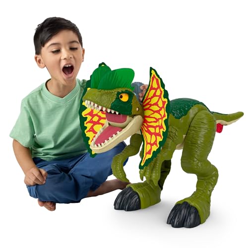 Fisher-Price Imaginext Jurassic World Dinosaurier-Spielzeug Schlag-Action Dilophosaurus, über 40 cm große Figur mit Licht- und Geräuscheffekten für Kinder ab 3 Jahren, HVY16, HVY16 Fisher-Price Imaginext Jurassic World Dinosaurier-Spielzeug Schlag-Action Dilophosaurus, über 40 cm große Figur mit Licht- und Geräuscheffekten für Kinder ab 3 Jahren, HVY16, HVY16 von Fisher-Price