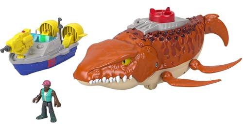 Fisher-Price Imaginext Jurassic World: Die Wiedergeburt Wasserjäger-Mosasaurus als ca. 45 cm großes Dinosaurier-Spielzeug mit ca. 7 cm großer Actionfigur, mit Boot und zwei Projektilen, JFR23 Fisher-Price Imaginext Jurassic World: Die Wiedergeburt Wasserjäger-Mosasaurus als ca. 45 cm großes Dinosaurier-Spielzeug mit ca. 7 cm großer Actionfigur, mit Boot und zwei Projektilen, JFR23 von Fisher-Price