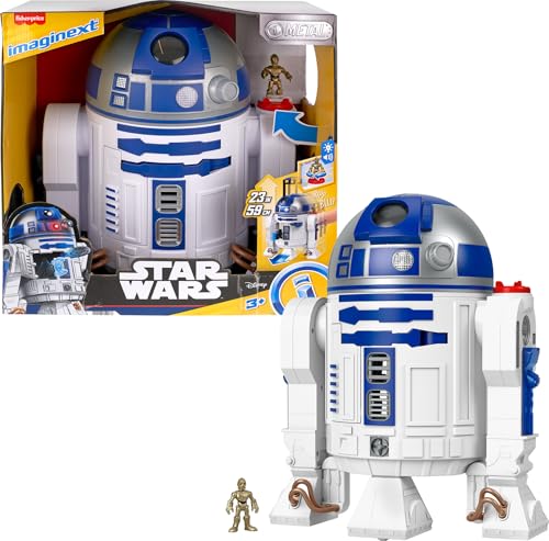 Fisher-Price Imaginext STAR WARS-Spielzeug R2-D2 (ca. 44 cm hoch) mit Lichtern, Geräuschen und Die-Cast-Figurenschlüssel C-3PO, für Kinder ab 3 Jahren, HXG52 von Fisher-Price