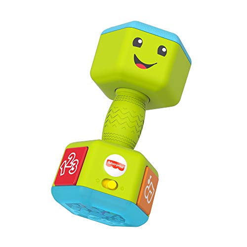 Fisher-Price Laugh & Learn Countin' Reps Dumbbell - UK English Edition, Musical Rattle Toy with Learning Content for Baby and Toddler Ages 6-36 Months, GRF30 von Fisher-Price