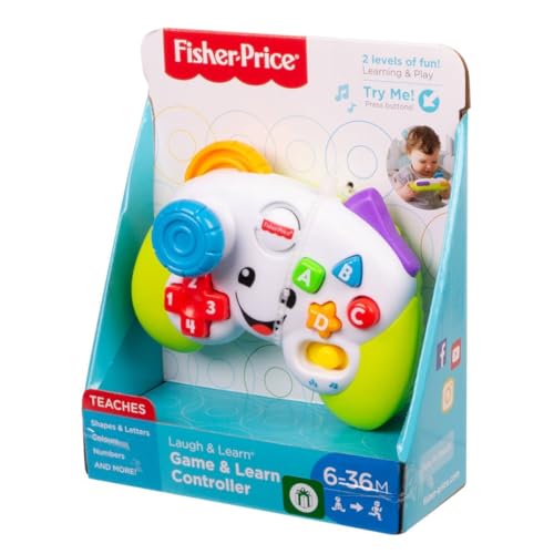 Fisher-Price Lernspaß Spiel-Controller für Babys und Kleinkinder in Grün, Videospiel-Attrappe mit Musik und Leuchtfunktion für Babys ab 6 Monaten, Version: UK-Englisch , FWG12 von Fisher-Price