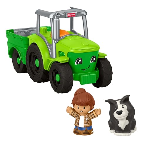 Fisher-Price Little People Mein erster Traktor zum Schieben für Kleinkinder, Fahrzeug für den Bauernhof mit Musik und 2 Figuren für Rollenspiele ab 1 Jahr, JGX12 von Fisher-Price