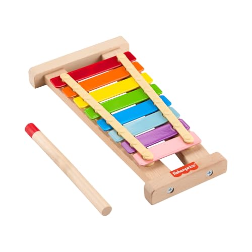 Fisher-Price Musikspielzeug für Kleinkinder, Holz-Xylophon, 2 Holzteile für die spielerische Entwicklung für Kinder ab 2 Jahren, HXV13 von Fisher-Price