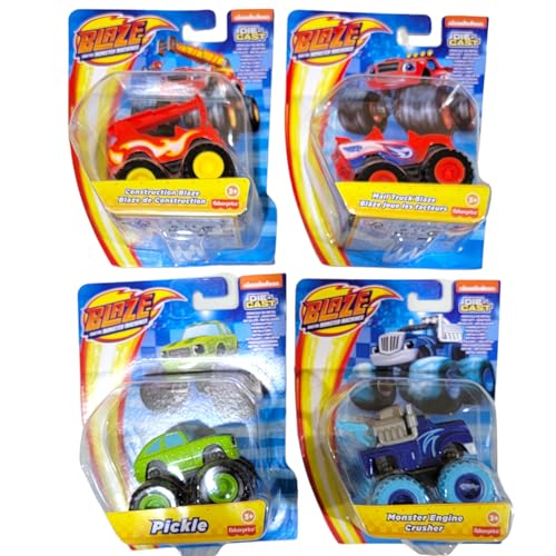 Fisher-Price Nickelodeon Blaze & The Monster Machines Set Mit 4 Druckguss-Fahrzeugen Mit Blaze, Pickle Und Crusher von Fisher-Price