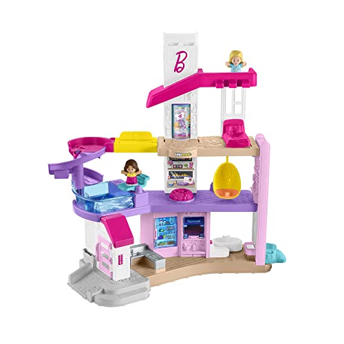 Fisher-Price Little People Barbie Traumhaus, mehrsprachig, interaktives Spielset mit Lichtern, Musik, Sätzen, Figuren und Spielzubehör, Spielzeug für Kinder ab 5 Jahren, HJN54 von Fisher-Price