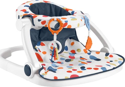 Fisher-Price Tragbarer Babystuhl, Darling Dots Sit-Me-Up Bodensitz mit BPA-freiem Beißring & Klacker, Neugeborenes Entwicklungsspielzeug von Fisher-Price