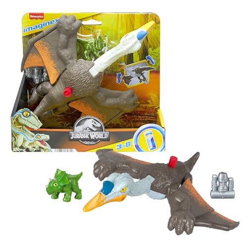 Fisher-Price IMAGINEXT Jurassic World Dominion - Fliegender Quetzal Dinosaurier mit Flügelschlag-Action, Triceratops & Zubehör, 3-teiliges Set für Vorschulkinder von 3 bis 8 Jahren, HML44 Fisher-Price IMAGINEXT Jurassic World Dominion - Fliegender Quetzal Dinosaurier mit Flügelschlag-Action, Triceratops & Zubehör, 3-teiliges Set für Vorschulkinder von 3 bis 8 Jahren, HML44 von Fisher-Price