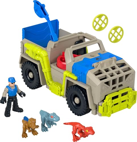 Imaginext Jurassic World Dinosaurierspielzeug Track- und Transport-Dinotruck Spielzeugset mit Fahrzeug und Figur für Kinder im Vorschulalter ab 3 Jahren, HRK69 von Fisher-Price