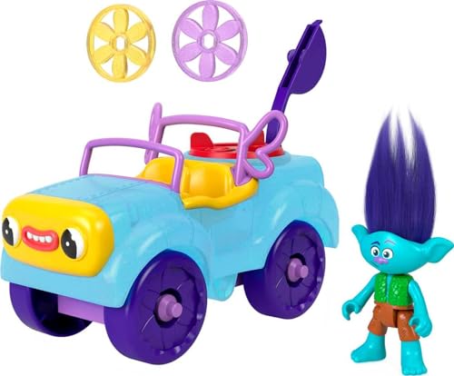 Mattel Imaginext DreamWorks Trolls Spielzeugauto und Ast Figur Spielset, Zweigbuggy mit Projektilwerfer und Scheiben, Alter 3-8 Jahre von Fisher-Price