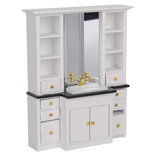 Elegante Holzpuppenhäuser Badezimmer Waschbecken Schrank Modell Figur für 1:12 Maßstab Miniatur Badezimmer Küche Szene Display Dekorative Miniaturmöbel Elegante Holzpuppenhäuser Badezimmer Waschbecken Schrank Modell Figur für 1:12 Maßstab Miniatur Badezimmer Küche Szene Display Dekorative Miniaturmöbel von Fitooles