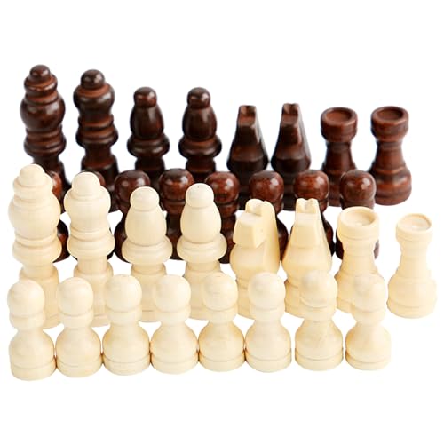 Fitooles 32 Stück Tragbare Schachfiguren Internationale Schachfiguren Holz Handgeschnitzte Turnier Schachfiguren für Erwachsene o von Fitooles