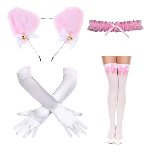 Fitooles Catgirl Kostüm-Set enthält Katzenohren, Stirnband, Spitzenkragen, Handschuhe und Strumpf für Damen, Halloween, Cosplay Fitooles Catgirl Kostüm-Set enthält Katzenohren, Stirnband, Spitzenkragen, Handschuhe und Strumpf für Damen, Halloween, Cosplay von Fitooles