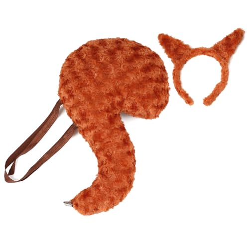 Fitooles Eichhörnchenohren und -schwanz Set Tier Eichhörnchen Kostüm Set Ohren Stirnband Schwanz Halloween Cosplay Kostüme Tierkostüm Fitooles Eichhörnchenohren und -schwanz Set Tier Eichhörnchen Kostüm Set Ohren Stirnband Schwanz Halloween Cosplay Kostüme Tierkostüm von Fitooles