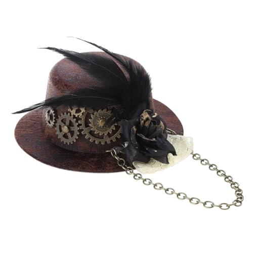 Fitooles Fascinator für Damen, Halloween, Zylinder, Zahnräder, Kette, Blume, Haarspange, viktorianisches Cosplay Fitooles Fascinator für Damen, Halloween, Zylinder, Zahnräder, Kette, Blume, Haarspange, viktorianisches Cosplay von Fitooles