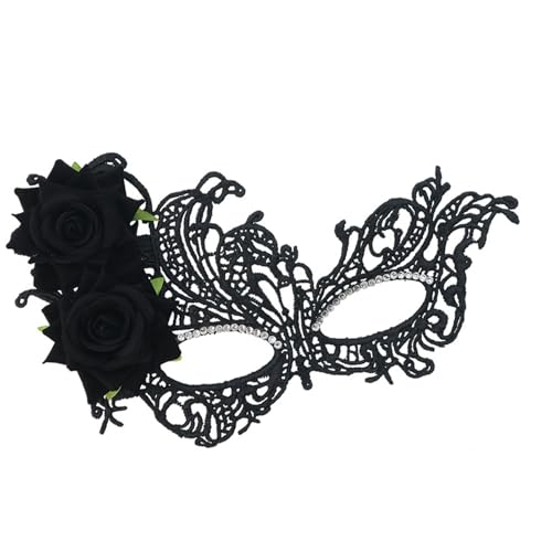 Fitooles Venezianer-Maske mit Strasssteinen, Abendball-Maske, Damen, Spitzenmaske, Party, Maskerade, Halloween, Karneval, Party von Fitooles
