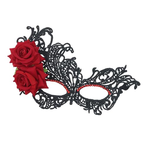 Fitooles Venezianer-Maske mit Strasssteinen, Abendball-Maske, Damen, Spitzenmaske, Party, Maskerade, Halloween, Karneval, Party von Fitooles
