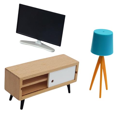 Simulation Dollhouses Fernseher Und Schrankset Mit Stehlampe Zur Verbesserung Der Miniatur Innenausstattung Anzeigen Modellmöbel von Fitooles