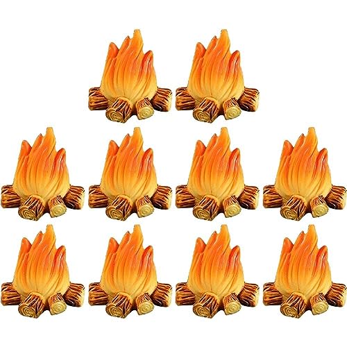 10 Stück Miniatur Lagerfeuer Puppenhaus Ornament Dekor Feuer Modell Handwerk Fake Fire Resin Lagerfeuer Modell Miniatur Dekoration von Fituenly