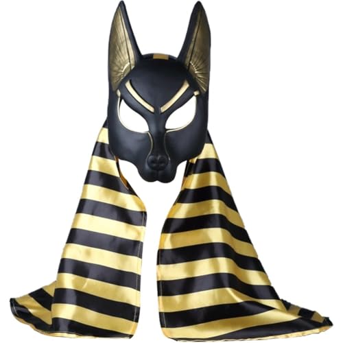 Fituenly Ägyptischen Anubis Cosplay Gesicht Maske Pvc Kopf Helm Kostüm Party Prop Halloween Kostüm Ball Spielzeug von Fituenly