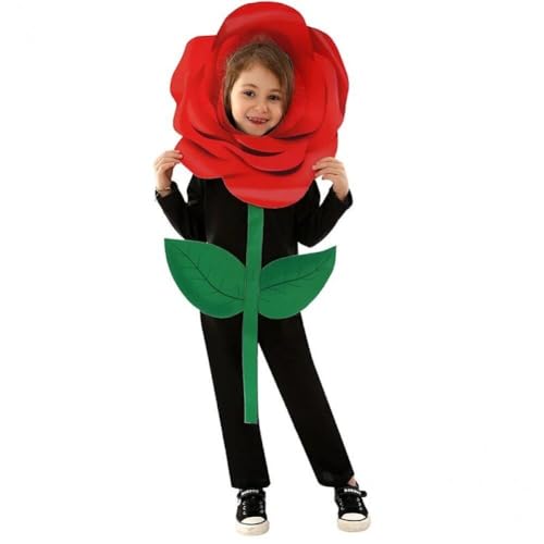 Fituenly Kinder Rose Kostüm Halloween Rose Blume Cosplay Overall Blume Topf Rollenspiel Kleidung Für Karneval Party von Fituenly