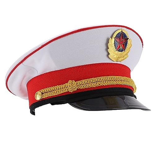 Fituenly Militärhut Verstellbare Militärarmee Cap Peaked Hut Offizier Hut Für Sailor Navy Marine Admiral Halloween Cosplay Kostümzubehör von Fituenly