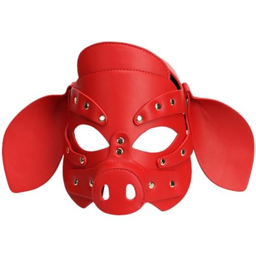 Fituenly Schwein Vollgesichtsmaske Leder Tierkopfmaske Halloween Party Cosplay Kostüme Neuheit Maskerade Gothic Maske Für Erwachsene von Fituenly