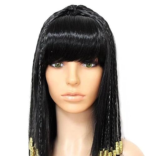 Kleopatra Deko Perücke Schwarz Altes Ägypten Haar Halloween Party Haar für Frauen Vintage Hair Queen Cosplay Kleopatra Deko Perücke Schwarz Altes Ägypten Haar Halloween Party Haar für Frauen Vintage Hair Queen Cosplay von Fituenly