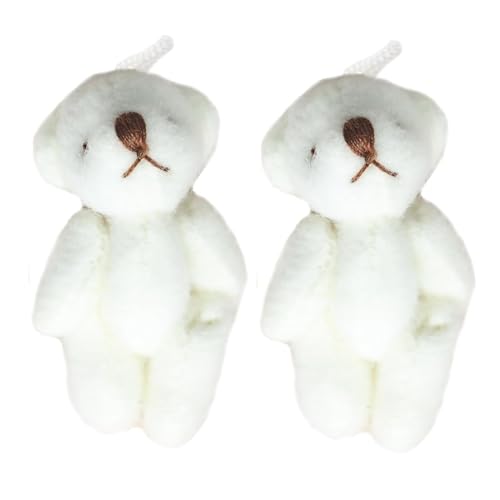 2 Stück 1/12 Miniatur teddybär, 4 cm Miniatur-bär plüschbär puppenhaus zubehör, DIY-Dekoration, bekleidungsmaterial-zubehör (Weiß) von FiveMileBro