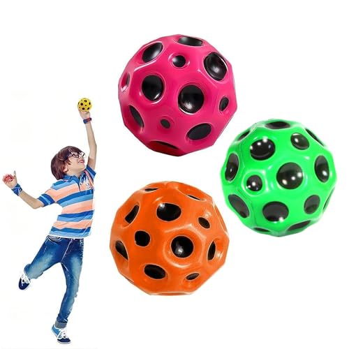 FiveMileBro 3 Stück Astro Jump Ball, Moon Ball, Space Ball super high Bouncing bounciest, Lightweight Foam Ball, Mini Bouncing Ball, Easy to Grip and Catcher, Toy for Kids Party Gift (B) von FiveMileBro