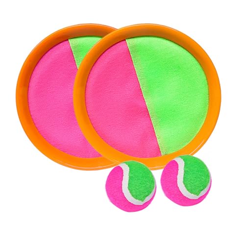 FiveMileBro Klettballspiel Set mit 2 Fangscheiben & 2 Bällen, Wurf- und Fangspiel für Kinder ab 3 Jahren – Outdoor Spielzeug für Garten, Strand, Draußen (Orange) von FiveMileBro