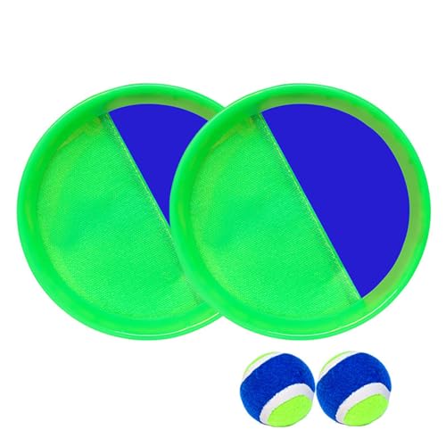 FiveMileBro Klettballspiel Set mit 2 Fangscheiben & 2 Bällen, Wurf- und Fangspiel für Kinder ab 3 Jahren – Outdoor Spielzeug für Garten, Strand, Draußen (grün) von FiveMileBro