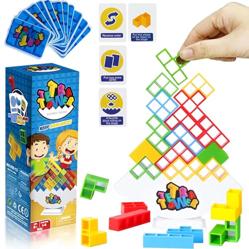 FiveMileBro Tetra Tower Spiel, Tetris Tower Spiel Erwachsene Kinder, schaukelstapel Balance Spiel, kreatives stapelspiel, für Jungen mädchen puzzlespiele-Geschenke (32 Blöcke) von FiveMileBro
