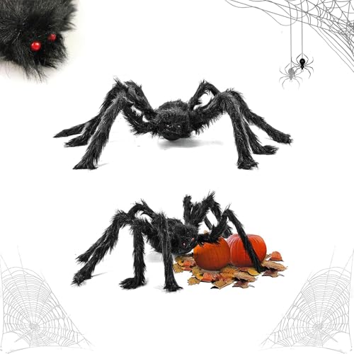 Halloween haarige spinne, halloween spinnen 2 x riesenspinne, halloween deko outdoor spinne, halloween horror deko, halloween deko,karneval,mottoparty für innen- und außendekorationen (30cm*2) von FiveMileBro