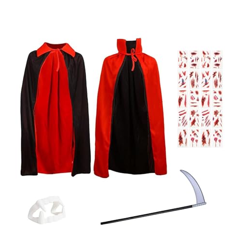 FiveMileBro Halloween Kostüm Vampir, Draculas Umhang Kostüm Kinder, Vampirumhang mit Kragen Schwarz Rot für Kinder Jungen Mädchen, Halloween Masquerade Party Kostüm FiveMileBro Halloween Kostüm Vampir, Draculas Umhang Kostüm Kinder, Vampirumhang mit Kragen Schwarz Rot für Kinder Jungen Mädchen, Halloween Masquerade Party Kostüm von FiveMileBro