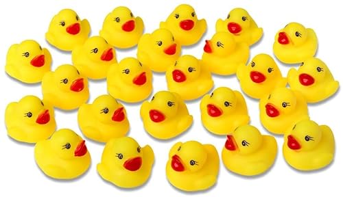 FiveShops 24 Stück Gummiente Quietsche Ente gelb ca. 3,5 cm Quietscheente Badeente Bade Ente Enten Badeenten Gummienten von FiveShops