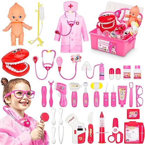 Fivejoy Arztkoffer Kinder ab 3 Jahre | Doktorspiele Rollenspiel Spielzeug Set | Zahnarzt Doktorkoffer Kinderspielzeug Geschenk ab 2 3 4 Jahre Junge Mädchen von Fivejoy