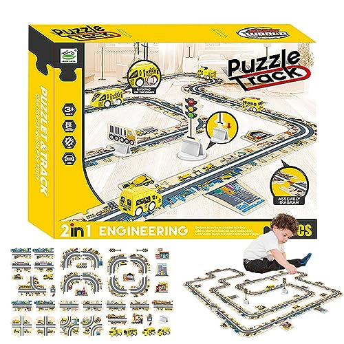 Puzzle-Track-Spielzeugset - Zusammengebautes Eisenbahnwaggon-Spielzeug für Kinder mit Puzzle,Vorschulspielzeug für Klassenzimmerbelohnungen, Eltern-Kind-Interaktion, Früherziehung im Fivetoo von Fivetoo