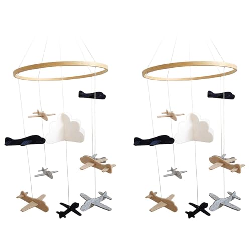 Fivetwofive 10X Krippe Mobile Flugzeuge & Cloud Kinderzimmer Dekoration und, Marineblau, Tan Baby Krippe Mobile für von Fivetwofive
