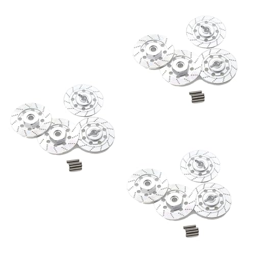 Fivetwofive 12 StüCke Metall Bremse Scheibe Felgen Kasten Metall Hex Adapter 12mm für 1/10 D4 On-Road Racing RC Auto Teile,Silber von Fivetwofive
