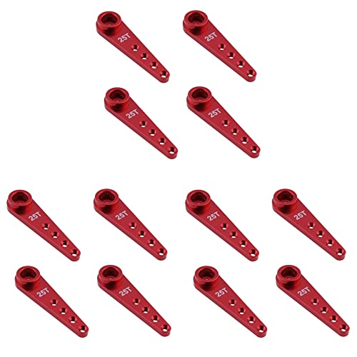 Fivetwofive 12 Stuecke 37 mm 25 T Metall Verlängerung Lenkung Servo Arm Horn für RC Auto Raupen Teile, Rot von Fivetwofive