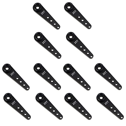 Fivetwofive 12 Stuecke 37 mm 25 T Metall Verlängerung Lenkung Servo Arm Horn für RC Auto Raupen Teile, Schwarz von Fivetwofive