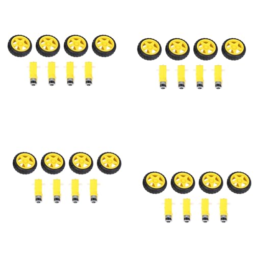Fivetwofive 16 Stueck Fuer Intelligentes Auto-Roboter-Plastik-Gummireifen-Rad mit DC 3-6V Getriebemotor von Fivetwofive