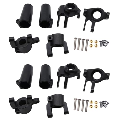 Fivetwofive 2X CNC Full Metal Achsschenkel Vorne, C Nabe, Achse Aussperren Set (Schwarz) für AXIAL SCX10 II 90046 90047 AR44 Achse, Schwarz von Fivetwofive
