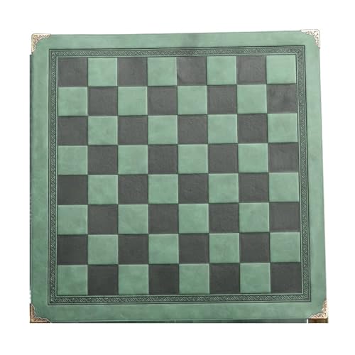 Fivetwofive 33 cm Schachbrett Aus Leder, Einzigartiges Design, Tragbares Brettspielzubehör, Eckenschützer Aus Metall, Grün Fivetwofive 33 cm Schachbrett Aus Leder, Einzigartiges Design, Tragbares Brettspielzubehör, Eckenschützer Aus Metall, Grün von Fivetwofive