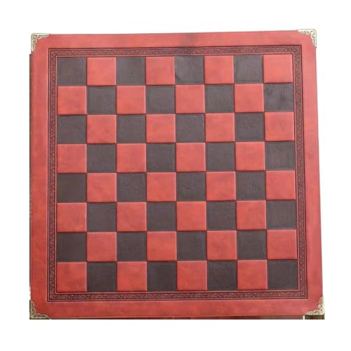 Fivetwofive 33 cm Schachbrett Aus Leder, Einzigartiges Design, Tragbares Brettspielzubehör, Eckenschützer Aus Metall, Rot Fivetwofive 33 cm Schachbrett Aus Leder, Einzigartiges Design, Tragbares Brettspielzubehör, Eckenschützer Aus Metall, Rot von Fivetwofive
