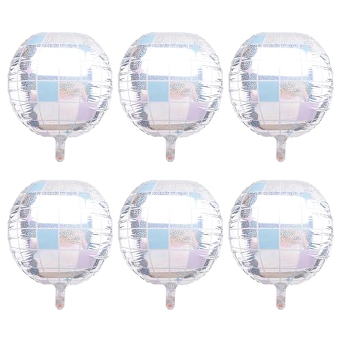 Fivetwofive 6 Stück Schillernde Discokugel-Luftballons, Riesige Glänzende Silberne Disco-Luftballons Aus Aluminiumfolie Als Dekoration für Einzelne Geburtstagspartys von Fivetwofive